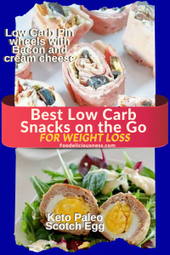 Low carb pinwheels with bacon and cream cheese and Keto Paleo scoth egg