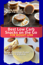 Maple almond fudge fat bomb ad white chocolate butter pecan fat bomb
