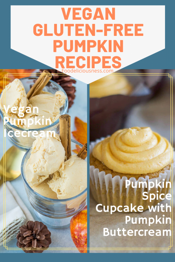 Vegan pumpkin icecream and pumpkin spice cupcake with pumpkin butterecream
