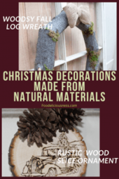 Woodsy Fall Log Wreath and Rustic Wood Slice Ornament