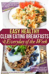 EASY HEALTHY CLEAN EATING BREAKFASTS Med Scrambled Eggs and Berries Yogurt granola
