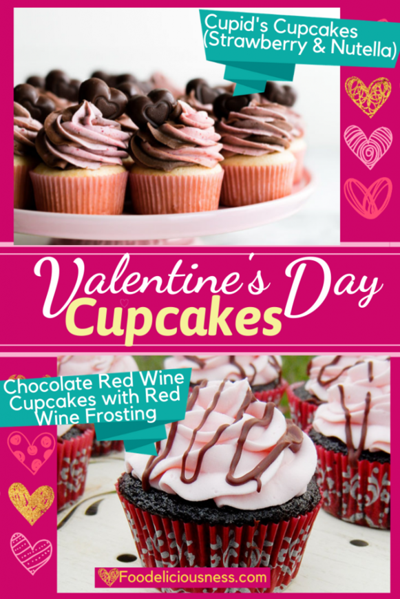 Cupid's cupcakes strawberry nutella and chocolate red wine cupcakes with red wine frosting