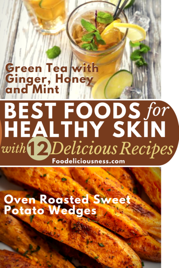 Green tea with ginger honey and mint and oven roasted sweet potato wedges