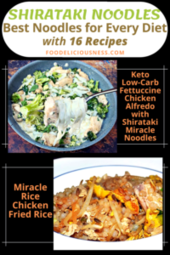 SHIRATAKI NOODLES Keto Low Carb Fettuccine Chicken Alfredo with Shirataki Miracle Noodles and Miracle Rice Chicken Fried Rice