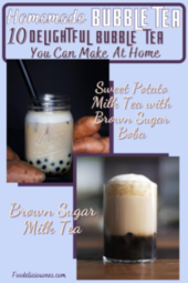 Sweet Potato Milk Tea with Brown Sugar Boba and Brown Sugar Milk Tea